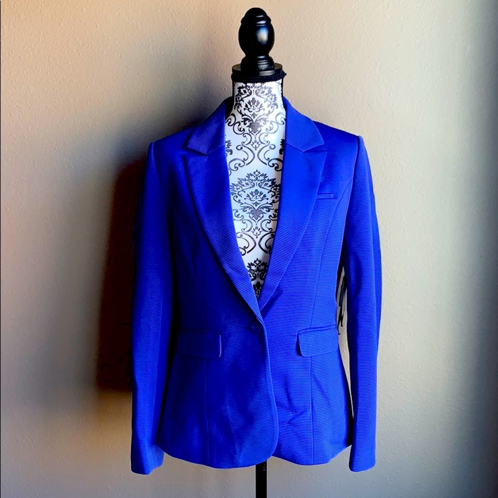 NWT Blue Ribbed Blazer w/ Front & Chest Pockets